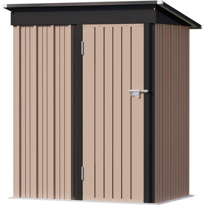 Greesum 5×3 FT Outdoor Storage Shed, Metal Storaged Sheds Without Floor, Tool Sheds with Lockable Doors and Slooping Roof for Garden, Patio, Backyard, Brown - CookCave