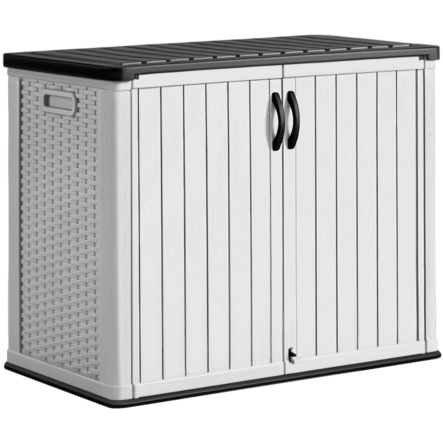 Greesum Outdoor Horizontal Storage Sheds 27 Cu.ft Resin Large Storaged Box Weather Resistance, Without Shelf, Easy to Assemble, Prefect for Garden, Patios, Backyards, White - CookCave