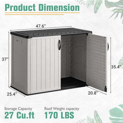 Greesum Outdoor Horizontal Storage Sheds 27 Cu.ft Resin Large Storaged Box Weather Resistance, Without Shelf, Easy to Assemble, Prefect for Garden, Patios, Backyards, White - CookCave