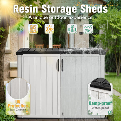 Greesum Outdoor Horizontal Storage Sheds 27 Cu.ft Resin Large Storaged Box Weather Resistance, Without Shelf, Easy to Assemble, Prefect for Garden, Patios, Backyards, White - CookCave