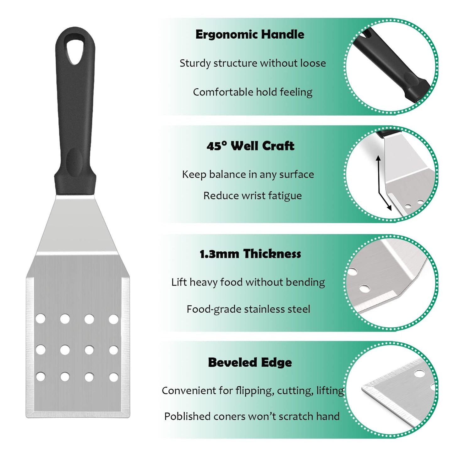Griddle Accessories Kit of 20, HaSteeL Heavy Duty Metal Spatula Set, Stainless Steel Teppanyaki Tools for Flat Top, Barbecue Grilling Indoor & Outdoor, Melting Dome, Burger Turner, Dishwasher Safe - CookCave