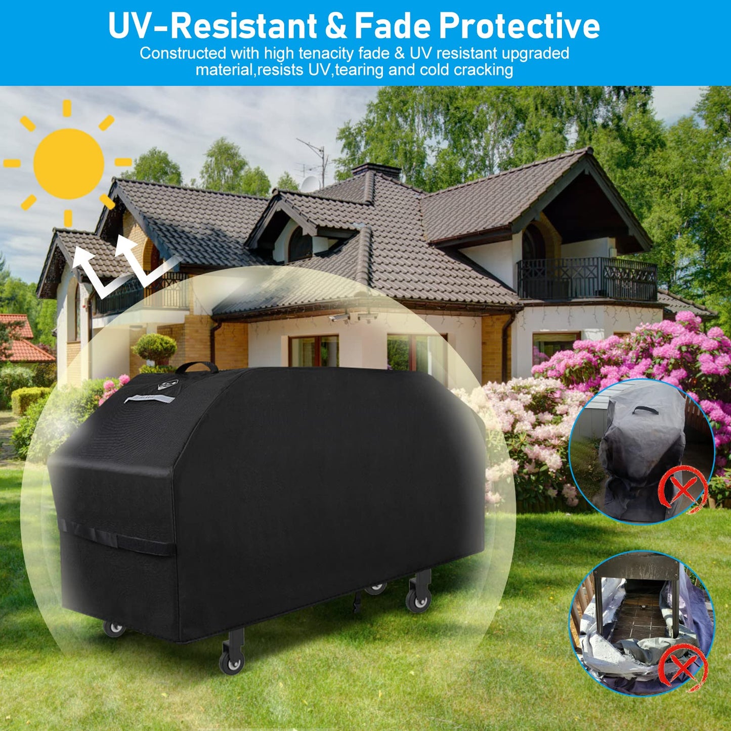 Griddle Cover for Blackstone 36" Griddle,Rip-Proof Upgraded Material Flat Top Grill Cover,Waterproof UV and Fade Resistant Grill Cover with Straps for Camp Chef and More 4-Burner Griddle - CookCave