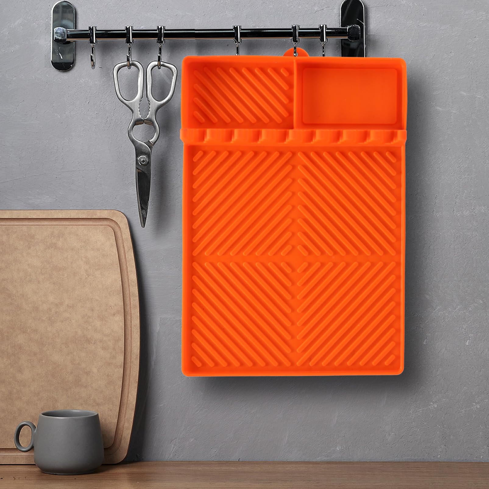 Griddle Mat Barbeque Grill Accessories Tools for Blackstone, Side Shelf Mat Grill Pad for Outdoor Grill Kitchen Counter Spatula Silicone Mat with Drip Pad for Kitchen, Cooking, Countertop (Orange) - CookCave