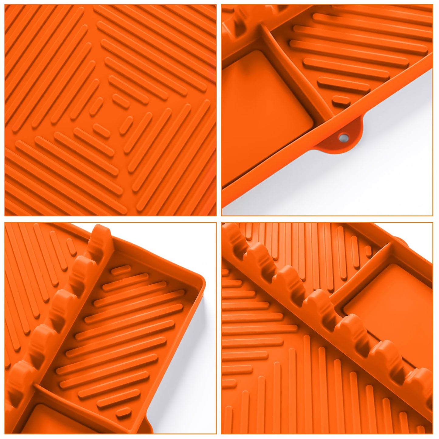 Griddle Mat Barbeque Grill Accessories Tools for Blackstone, Side Shelf Mat Grill Pad for Outdoor Grill Kitchen Counter Spatula Silicone Mat with Drip Pad for Kitchen, Cooking, Countertop (Orange) - CookCave