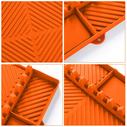 Griddle Mat Barbeque Grill Accessories Tools for Blackstone, Side Shelf Mat Grill Pad for Outdoor Grill Kitchen Counter Spatula Silicone Mat with Drip Pad for Kitchen, Cooking, Countertop (Orange) - CookCave