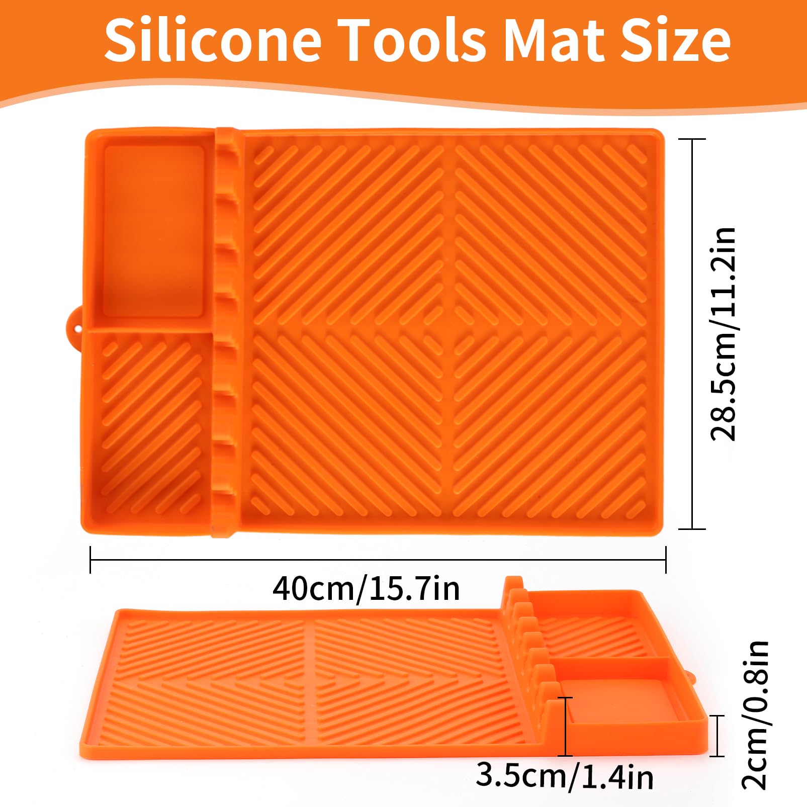 Griddle Mat Barbeque Grill Accessories Tools for Blackstone, Side Shelf Mat Grill Pad for Outdoor Grill Kitchen Counter Spatula Silicone Mat with Drip Pad for Kitchen, Cooking, Countertop (Orange) - CookCave