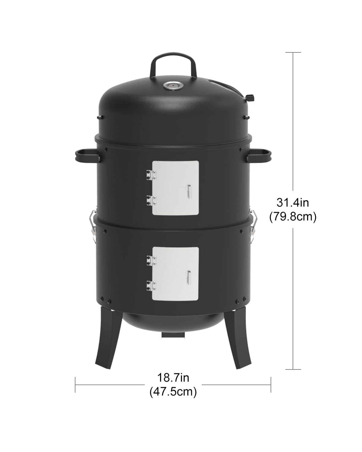 GRiliFE 16" Charcoal Smoker, 3 in 1 Vertical Barbecue Grill, Outdoor Fire Pit 402 Square Inches Cooking Area, Versatile Outdoor Smoker Grill, Black - CookCave
