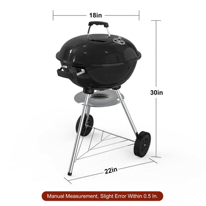 GRILIFE 18 inch Charcoal Grill, Portable Round Kettle Barbecue Grills,Durable & Easy to Assemble, Smoker/BBQ Grill with Wheels for Backyard, Camping, Small Patio and Beach, Black - CookCave