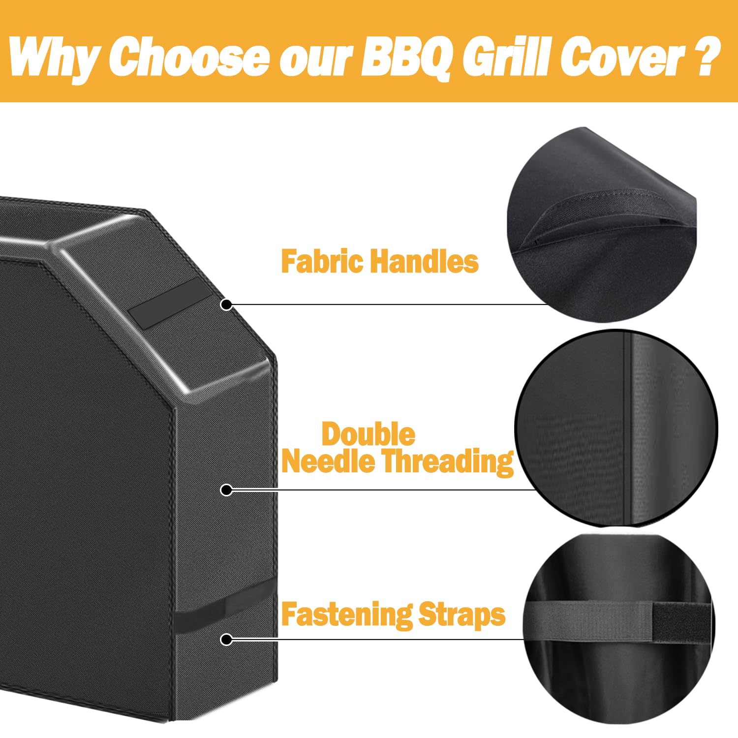 Grill Cover, 58 inch Waterproof BBQ Gas Grill Cover, Outdoor Barbecue Grill Cover with Hook and Loop for Char-Broil Nexgrill Weber and More Grills - CookCave
