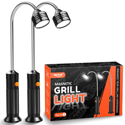 Grill Light BBQ Grilling Accessories: 2025 Unique Dad Gifts for Fathers Day from Wife Daughter - Cool Gifts for Men Husband Grandpa - Outdoor Bright Magnetic LED Light Smoker Accessories Tools 2 Pack - CookCave