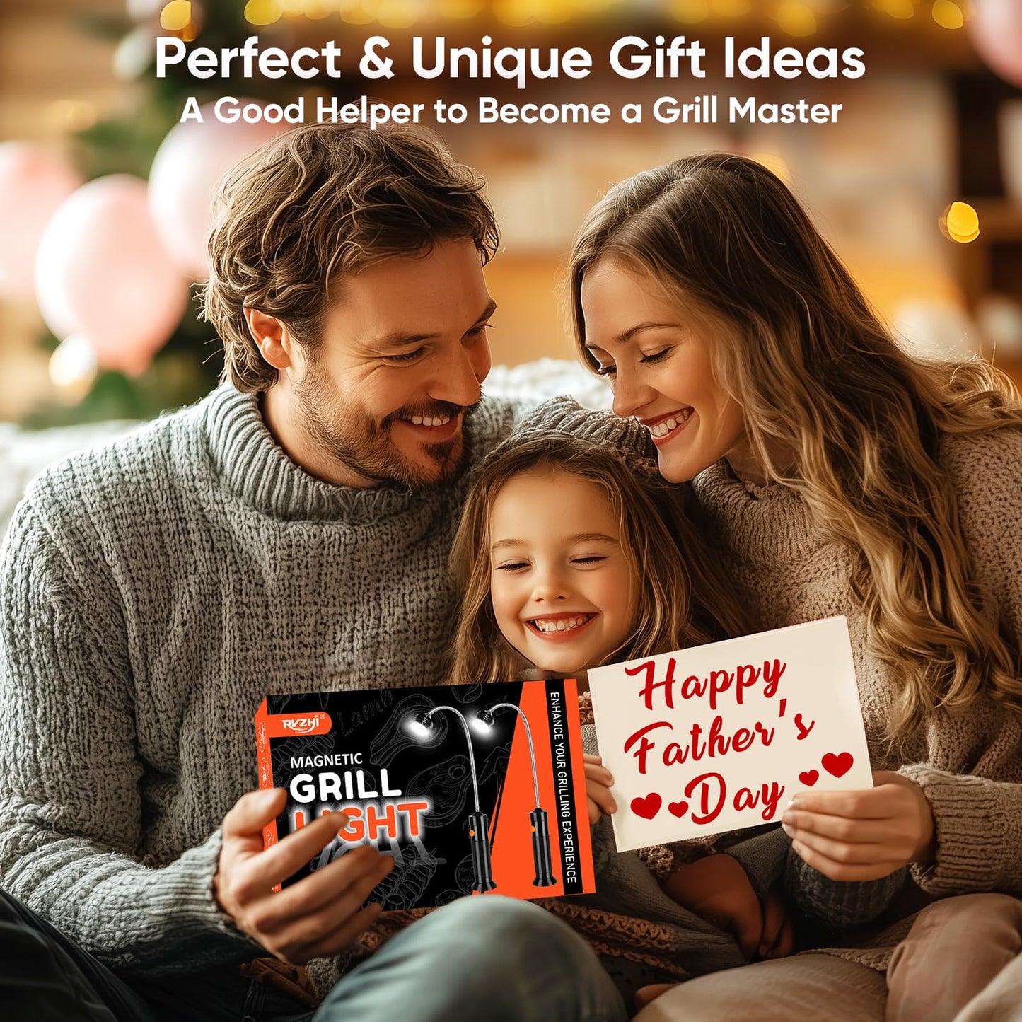Grill Light BBQ Grilling Accessories: 2025 Unique Dad Gifts for Fathers Day from Wife Daughter - Cool Gifts for Men Husband Grandpa - Outdoor Bright Magnetic LED Light Smoker Accessories Tools 2 Pack - CookCave
