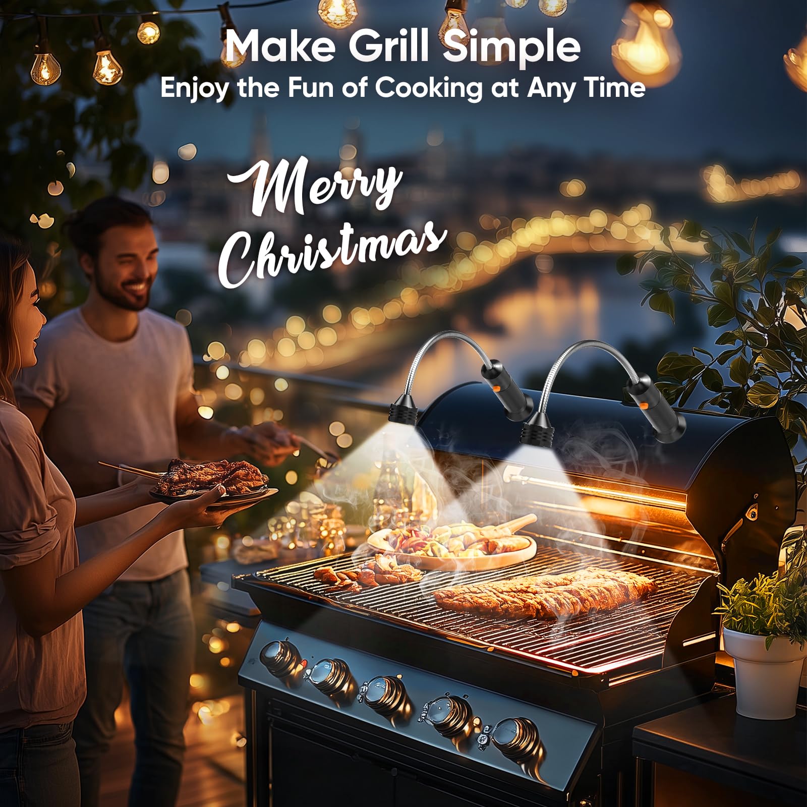 Grill Light BBQ Grilling Accessories: 2025 Unique Dad Gifts for Fathers Day from Wife Daughter - Cool Gifts for Men Husband Grandpa - Outdoor Bright Magnetic LED Light Smoker Accessories Tools 2 Pack - CookCave