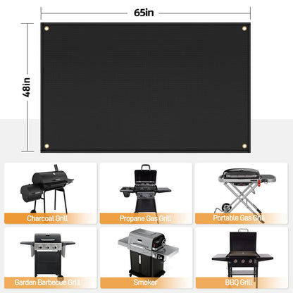 Grill Mats for Outdoor Grill Compatible with Blackstone 28 & 36in Griddle to Protect Deck and Patio, Fireproof Griddle Mat, Griddle Accessories Compatible with Blackstone Griddle, 65x48x0.02in, Black - CookCave