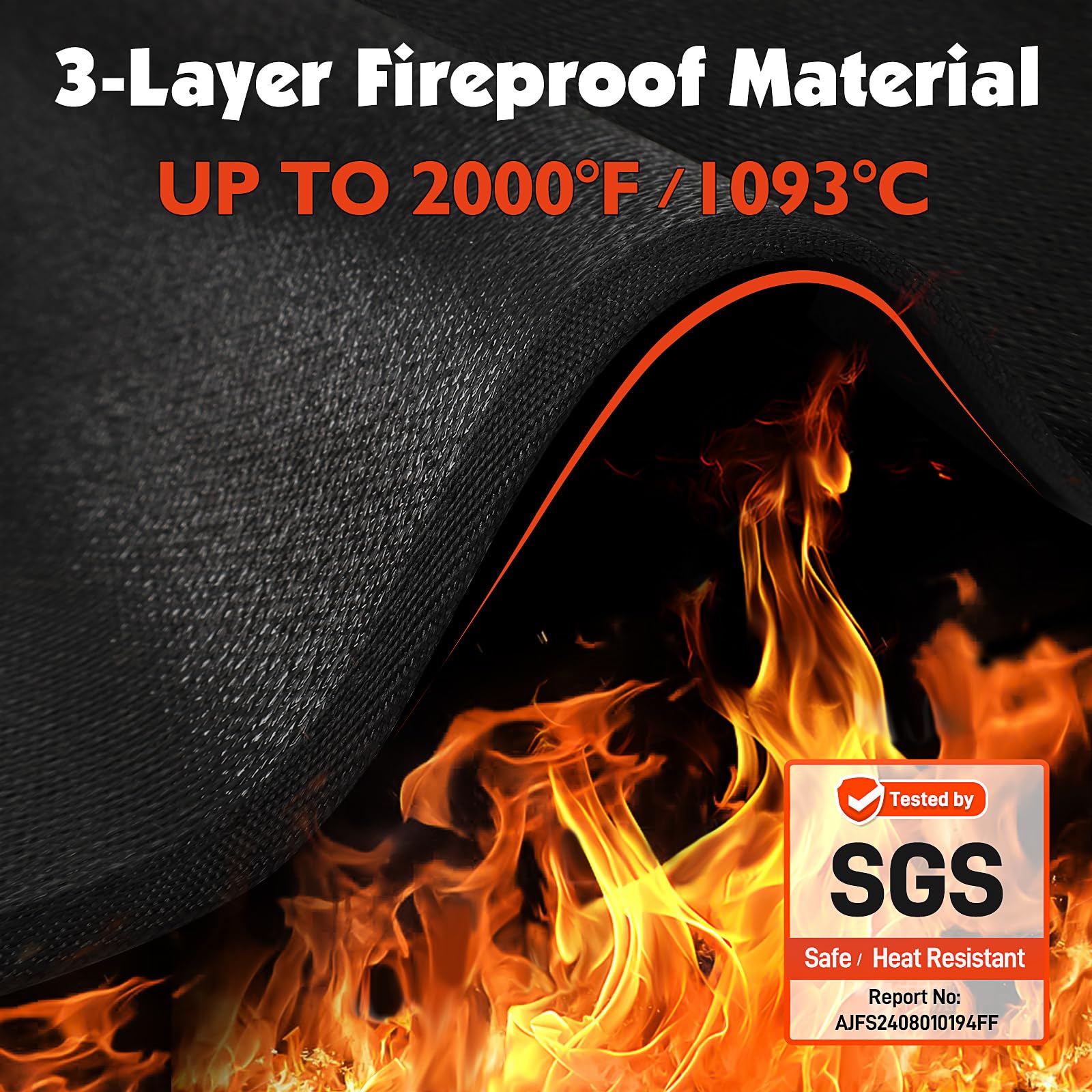 Grill Mats for Outdoor Grill Compatible with Blackstone 28 & 36in Griddle to Protect Deck and Patio, Fireproof Griddle Mat, Griddle Accessories Compatible with Blackstone Griddle, 65x48x0.02in, Black - CookCave