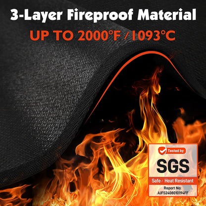 Grill Mats for Outdoor Grill Compatible with Blackstone 28 & 36in Griddle to Protect Deck and Patio, Fireproof Griddle Mat, Griddle Accessories Compatible with Blackstone Griddle, 65x48x0.02in, Black - CookCave