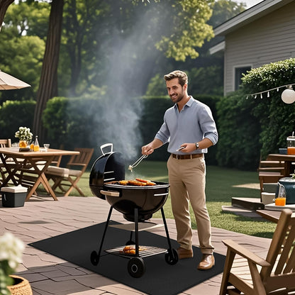Grill Mats for Outdoor Grill Compatible with Blackstone 28 & 36in Griddle to Protect Deck and Patio, Fireproof Griddle Mat, Griddle Accessories Compatible with Blackstone Griddle, 65x48x0.02in, Black - CookCave