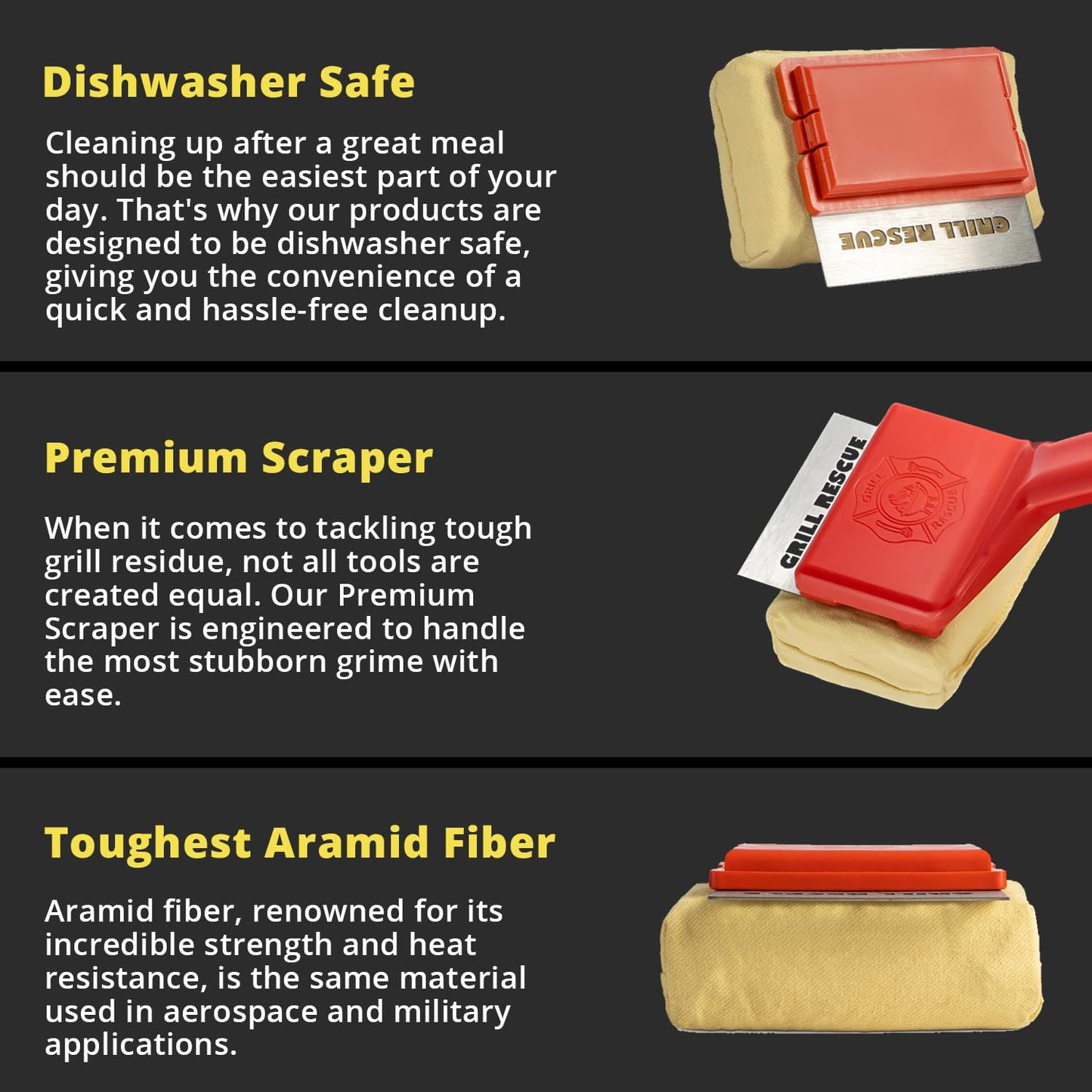 Grill Rescue BBQ Replaceable Scraper Cleaning Head, Bristle Free - Durable and Unique Grill Tools for Cast Iron or Stainless-Steel Grates, Barbecue Cleaner (Scraper Brush) - CookCave