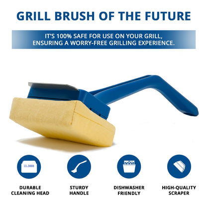 Grill Rescue BBQ Replaceable Scraper Cleaning Head, Bristle Free - Safe, Durable and Unique Scraper Tools for Cast Iron or Stainless-Steel Grates, Barbecue Cleaner (GB3000) - CookCave