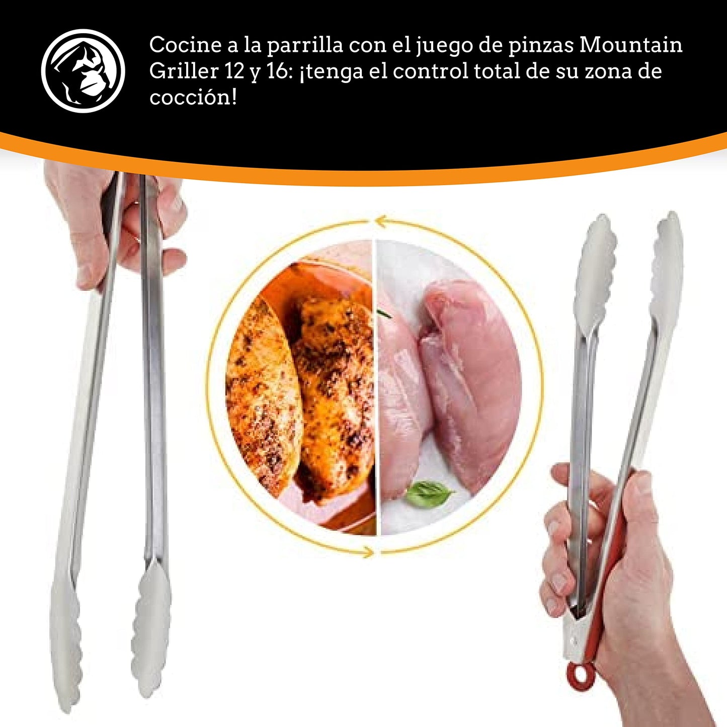 Grill Tongs for Cooking BBQ - 12 & 16" Set of 2 Heavy Duty Grilling Cooking Tongs for Serving Food Rubber Grips Long Locking Stainless Steel kitchen tongs & Barbecue No More Burnt hands Heat Resistant - CookCave