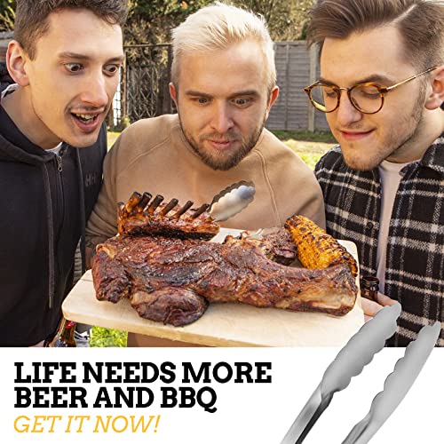 Grill Tongs for Cooking BBQ - 12 & 16" Set of 2 Heavy Duty Grilling Cooking Tongs for Serving Food Rubber Grips Long Locking Stainless Steel kitchen tongs & Barbecue No More Burnt hands Heat Resistant - CookCave