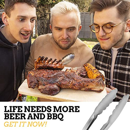 Grill Tongs for Cooking BBQ - 12 & 16" Set of 2 Heavy Duty Grilling Cooking Tongs for Serving Food Rubber Grips Long Locking Stainless Steel kitchen tongs & Barbecue No More Burnt hands Heat Resistant - CookCave