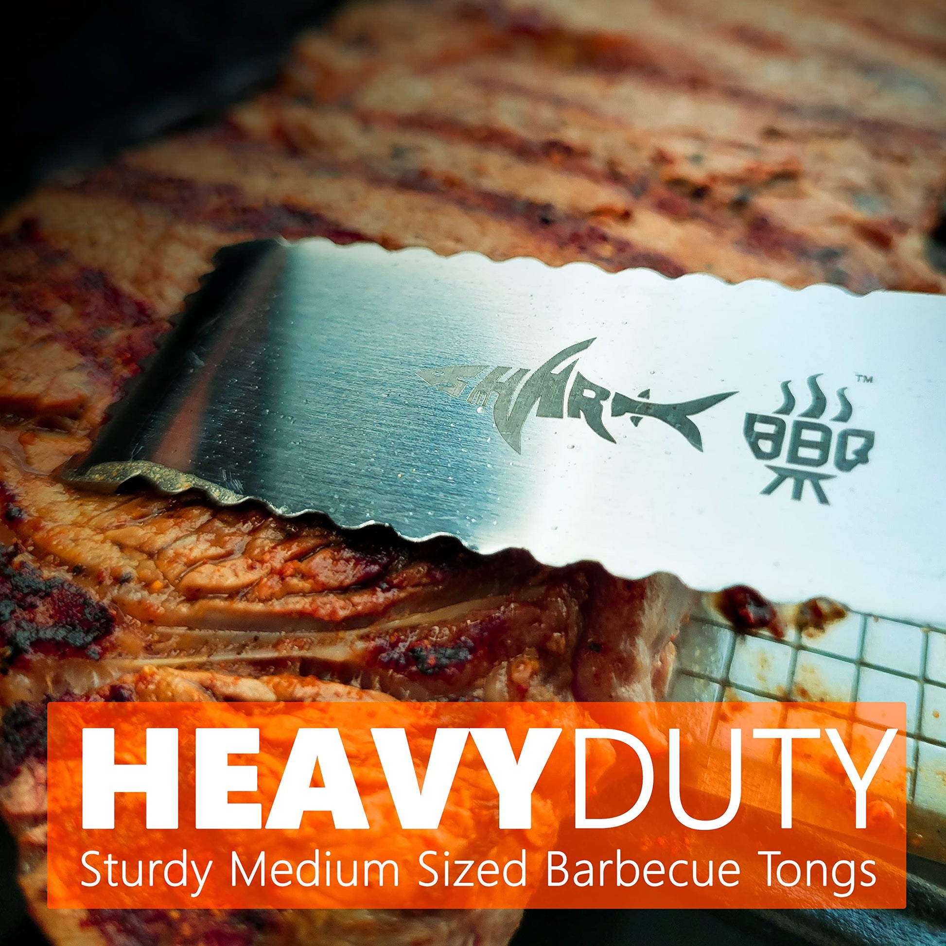 Grill Tongs for Kitchen & Outdoor Cooking: Shark BBQ, 13 Inch Long Reach Pro-Grade, Scissor-Style Utensil - Perfect for Air Frier and Oven Use (Red) - CookCave