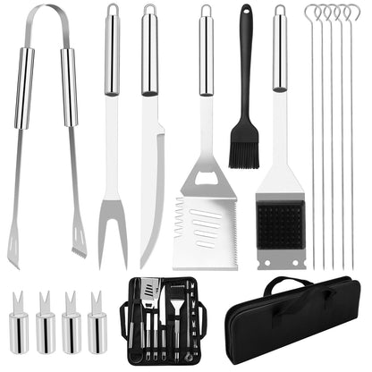 Grill Utensils Set,15 Pcs Stainless Steel BBQ Accessories Set, Portable Professional Grill Tool, Perfect Grill Kit Gift for Outdoor with Bag - CookCave