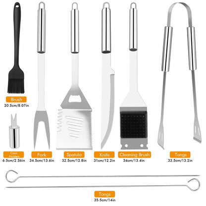 Grill Utensils Set,15 Pcs Stainless Steel BBQ Accessories Set, Portable Professional Grill Tool, Perfect Grill Kit Gift for Outdoor with Bag - CookCave