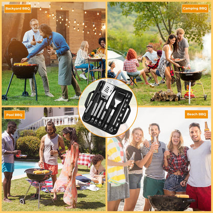 Grill Utensils Set,15 Pcs Stainless Steel BBQ Accessories Set, Portable Professional Grill Tool, Perfect Grill Kit Gift for Outdoor with Bag - CookCave