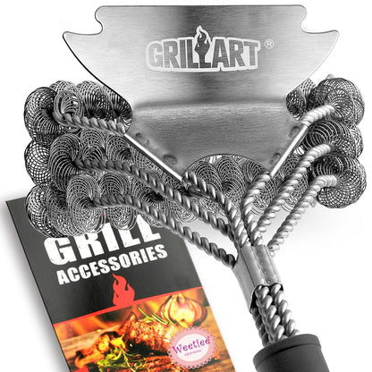 GRILLART Grill Brush and Scraper Bristle Free - Safe BBQ Brush for Grill -Stainless Grill Grate Cleaner - Safe Grill Accessories for Porcelain/Weber Gas/Charcoal Grill - Gifts for Grill Wizard/Men/Dad - CookCave