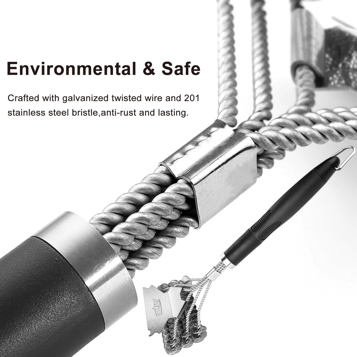 GRILLART Grill Brush and Scraper Bristle Free - Safe BBQ Brush for Grill -Stainless Grill Grate Cleaner - Safe Grill Accessories for Porcelain/Weber Gas/Charcoal Grill - Gifts for Grill Wizard/Men/Dad - CookCave