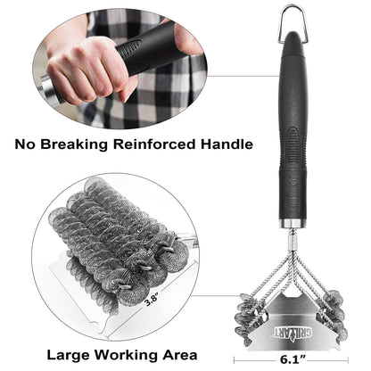 GRILLART Grill Brush and Scraper Bristle Free - Safe BBQ Brush for Grill -Stainless Grill Grate Cleaner - Safe Grill Accessories for Porcelain/Weber Gas/Charcoal Grill - Gifts for Grill Wizard/Men/Dad - CookCave