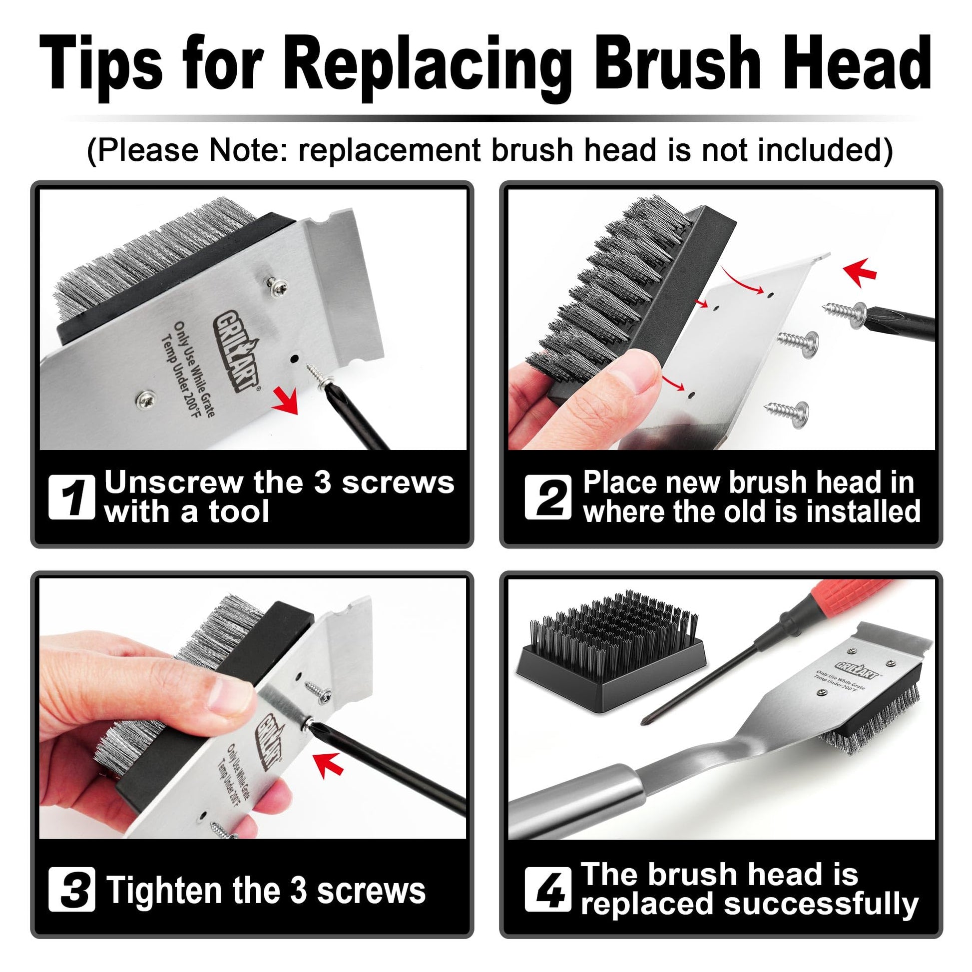 GRILLART Grill Brush and Scraper, Wire BBQ Grill Brush for Outdoor Grill, 16.5” Grill Cleaning Brush BBQ Grill Accessories, Safe Grill Cleaner Brush-Ideal Gift for Men/Dad BBQ Brush for Grill Cleaning - CookCave