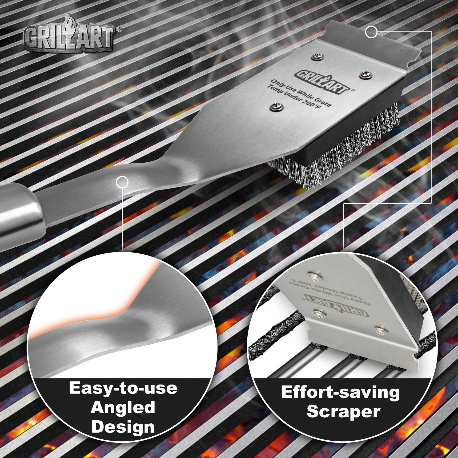 GRILLART Grill Brush and Scraper, Wire BBQ Grill Brush for Outdoor Grill, 16.5” Grill Cleaning Brush BBQ Grill Accessories, Safe Grill Cleaner Brush-Ideal Gift for Men/Dad BBQ Brush for Grill Cleaning - CookCave