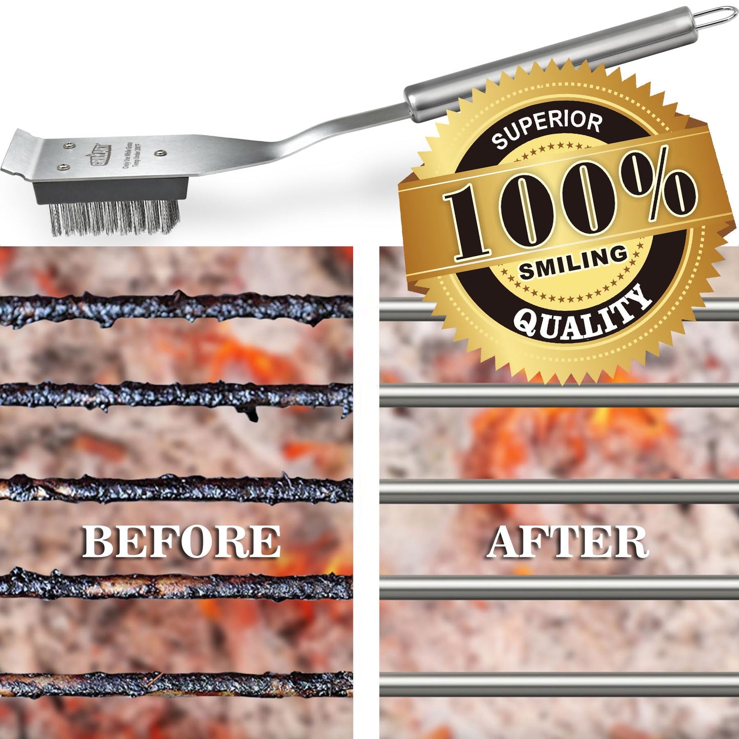 GRILLART Grill Brush and Scraper, Wire BBQ Grill Brush for Outdoor Grill, 16.5” Grill Cleaning Brush BBQ Grill Accessories, Safe Grill Cleaner Brush-Ideal Gift for Men/Dad BBQ Brush for Grill Cleaning - CookCave