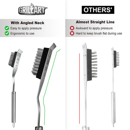 GRILLART Grill Brush and Scraper, Wire BBQ Grill Brush for Outdoor Grill, 16.5” Grill Cleaning Brush BBQ Grill Accessories, Safe Grill Cleaner Brush-Ideal Gift for Men/Dad BBQ Brush for Grill Cleaning - CookCave
