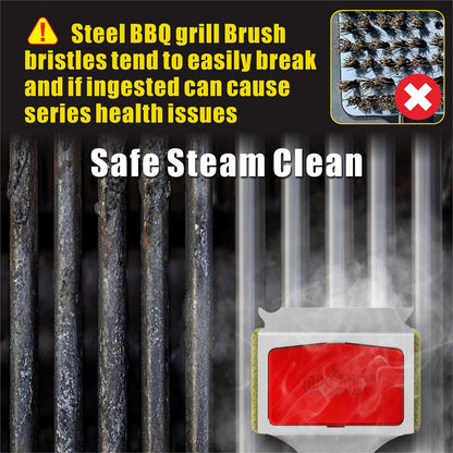 GRILLART Grill Brush Bristle Free. SteamWizards BBQ Replaceable Cleaning Head, Unique Seamless-Fit Scraper Tool for Cast Iron/Stainless-Steel Grates, Safe Barbecue Grill Cleaner-Red - CookCave