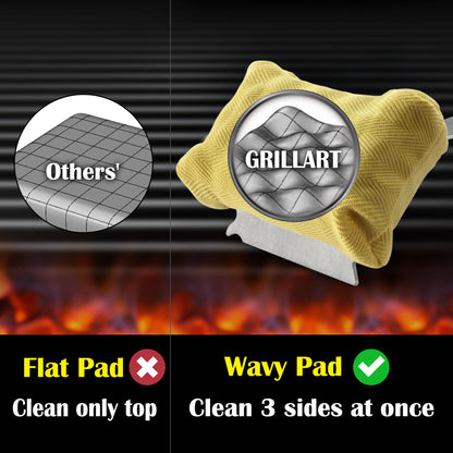 GRILLART Grill Brush for Outdoor Grill Bristle Free - Reinforced Grill Cleaner Scraper BBQ Brush - Replaceable Head Barbecue Grill Cleaning Brush - Safe BBQ Accessories Grill Tools - Gifts for Men/Dad - CookCave