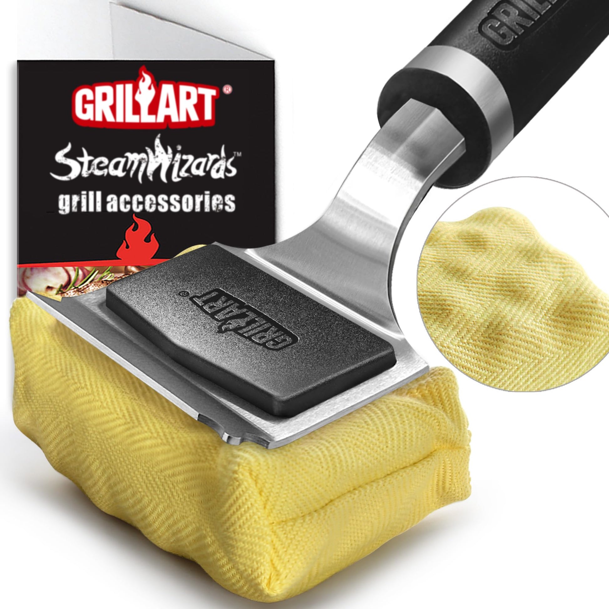 GRILLART Grill Brush for Outdoor Grill Bristle Free - Reinforced Grill Cleaner Scraper BBQ Brush - Replaceable Head Barbecue Grill Cleaning Brush - Safe BBQ Accessories Grill Tools - Gifts for Men/Dad - CookCave