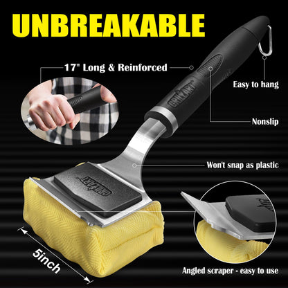 GRILLART Grill Brush for Outdoor Grill Bristle Free - Reinforced Grill Cleaner Scraper BBQ Brush - Replaceable Head Barbecue Grill Cleaning Brush - Safe BBQ Accessories Grill Tools - Gifts for Men/Dad - CookCave