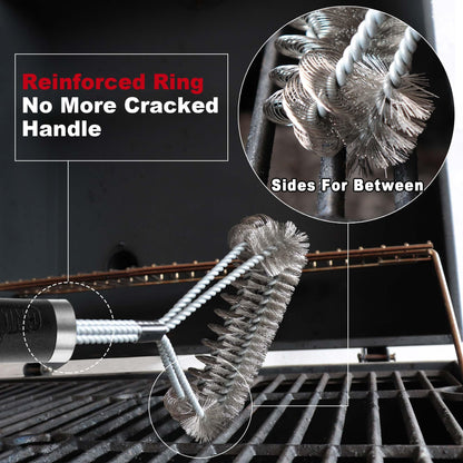 GRILLART Grill Brush [Wire + Helix] Combined BBQ Brush - Safe & Efficient Grill Cleaning Brush - 18" Grill Cleaner Brush Scrubber for Gas/Porcelain/Charbroil Grates – BBQ Accessories Gifts for Men/Dad - CookCave