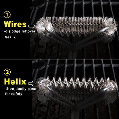 GRILLART Grill Brush [Wire + Helix] Combined BBQ Brush - Safe & Efficient Grill Cleaning Brush - 18" Grill Cleaner Brush Scrubber for Gas/Porcelain/Charbroil Grates – BBQ Accessories Gifts for Men/Dad - CookCave