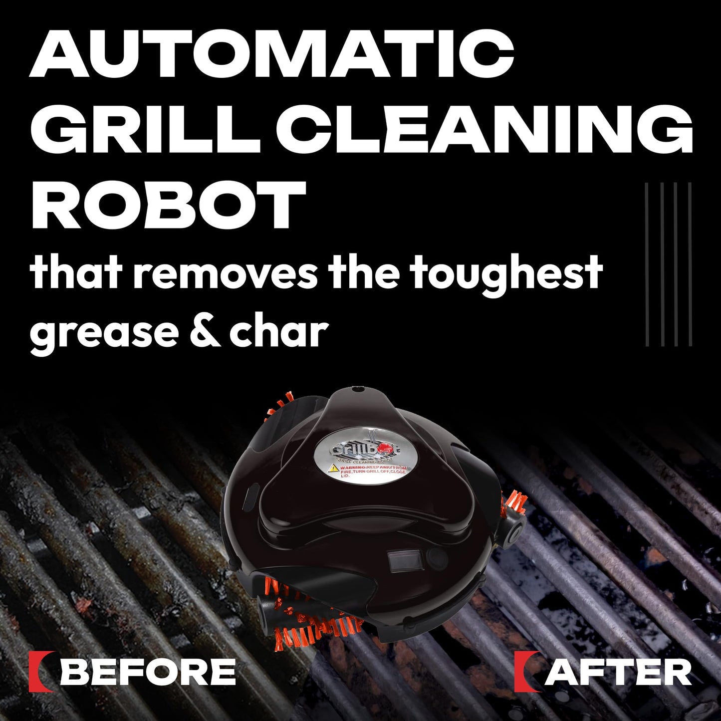 Grillbot Automatic Grill Cleaning Robot with Nylon Brushes, BBQ Grill Cleaner, Grill Brush, Grill Scraper, BBQ Accessories (Red Grillbot + Carry Case) - CookCave