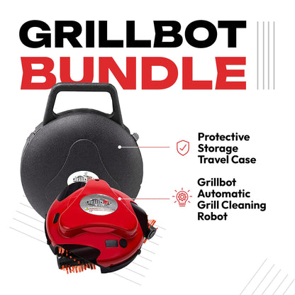 Grillbot Automatic Grill Cleaning Robot with Nylon Brushes, BBQ Grill Cleaner, Grill Brush, Grill Scraper, BBQ Accessories (Red Grillbot + Carry Case) - CookCave
