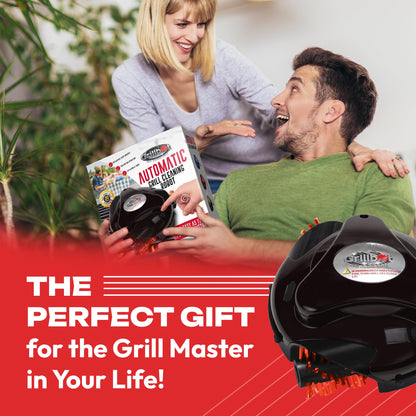 Grillbot Automatic Grill Cleaning Robot with Nylon Brushes, BBQ Grill Cleaner, Grill Brush, Grill Scraper, BBQ Accessories (Red Grillbot + Carry Case) - CookCave