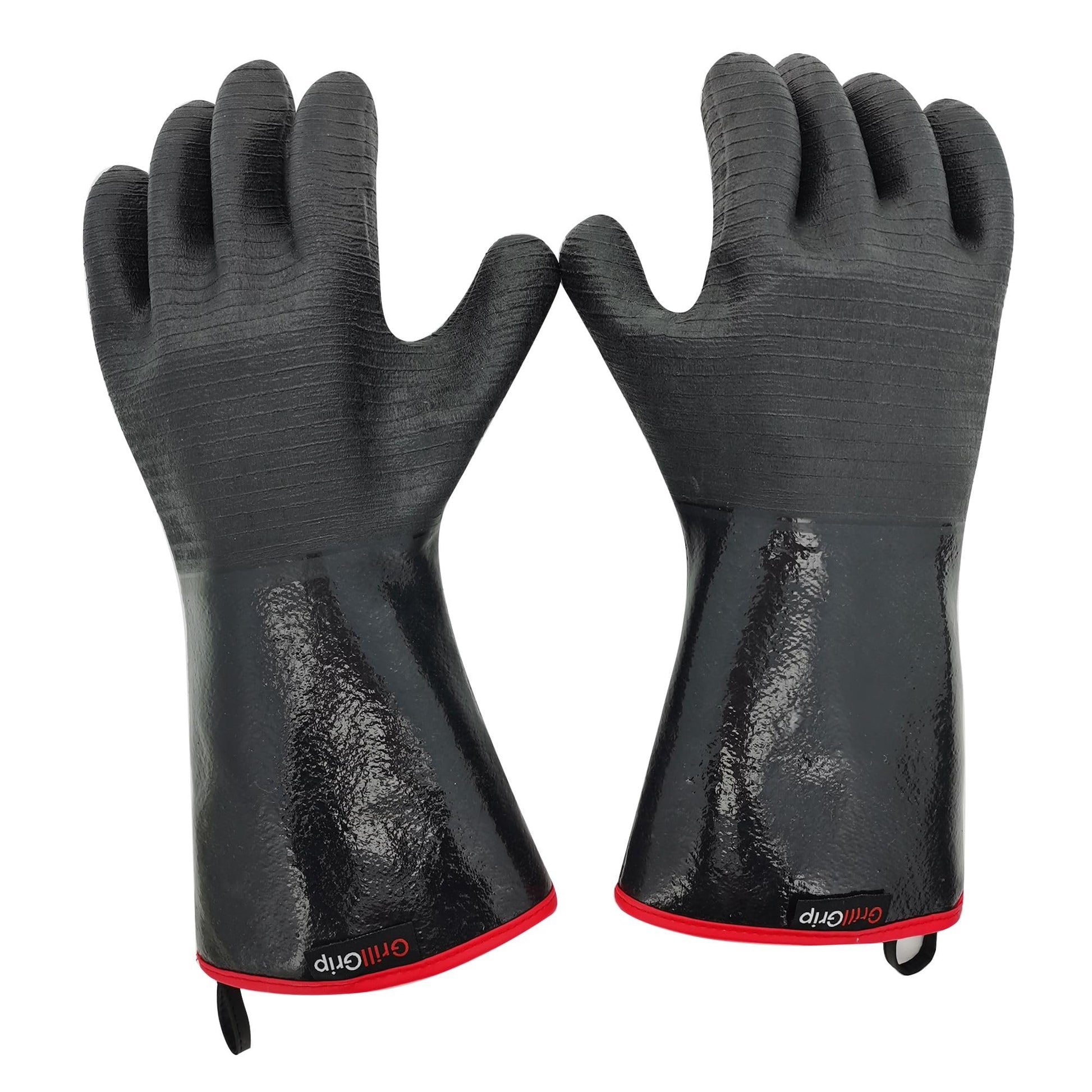 GrillGrip Heat Resistant BBQ Grill Gloves 932°F – Waterproof Neoprene Mitts with Long Cuffs for Grilling, Smoking, Deep Frying, Barbecue, Cooking, Handling Hot Meat, Turkey, Outdoor Use - CookCave