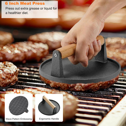 grilljoy Professional Griddle Accessories Kit Set with Smash Burger Press - Extra Thick Grill Spatula, Turner, Flipper - 28PCS Flat Top Grill Tools Kit for Outdoor Barbecue Teppanyaki Camping Cooking - CookCave