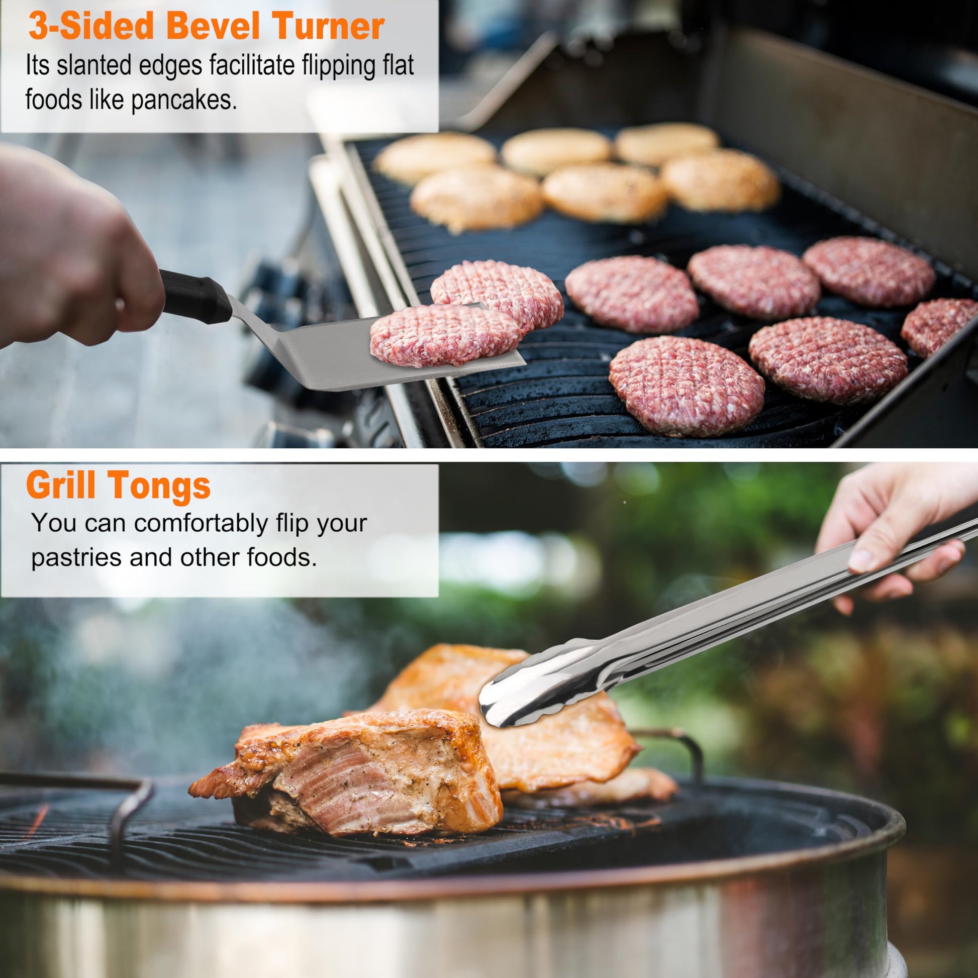 grilljoy Professional Griddle Accessories Kit Set with Smash Burger Press - Extra Thick Grill Spatula, Turner, Flipper - 28PCS Flat Top Grill Tools Kit for Outdoor Barbecue Teppanyaki Camping Cooking - CookCave