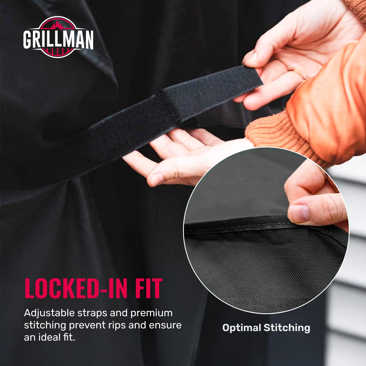 Grillman Premium Grill Cover for Outdoor Grill - Heavy-Duty Waterproof BBQ Grill Cover - Rip-Proof and Wind-Resistant - Large Barbecue Gas Grill Cover for Backyard - Black (52" L x 26" W x 43" H) - CookCave