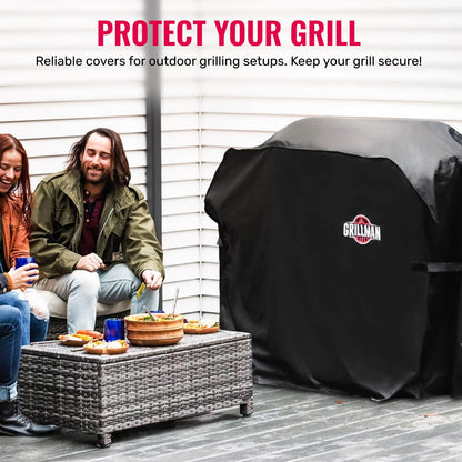 Grillman Premium Grill Cover for Outdoor Grill - Heavy-Duty Waterproof BBQ Grill Cover - Rip-Proof and Wind-Resistant - Large Barbecue Gas Grill Cover for Backyard - Black (52" L x 26" W x 43" H) - CookCave